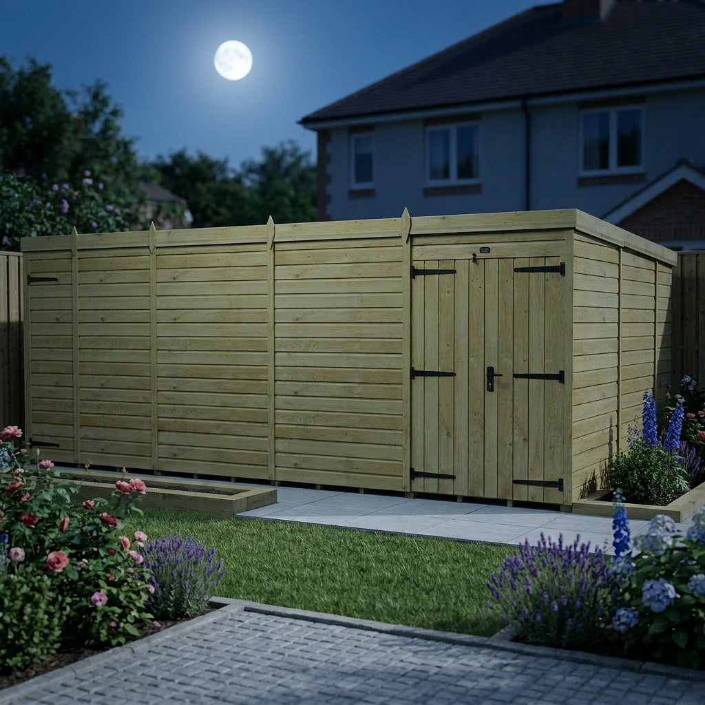 17 x 10 Pent Shed (Double Door, No Windows) - view 4
