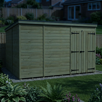 11 x 10 Pent Shed (Double Door, No Windows) - view 4