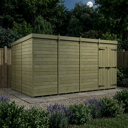 16 x 8 Pent Shed (Double Door, No Windows) - view 2
