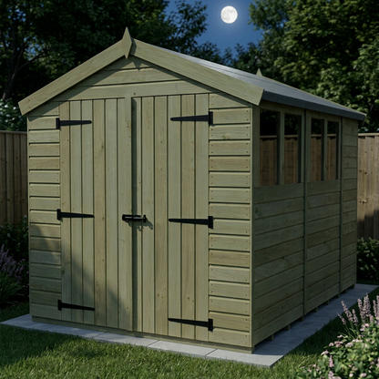 8 x 10 Apex Shed (Double Door, With Windows) - view 6