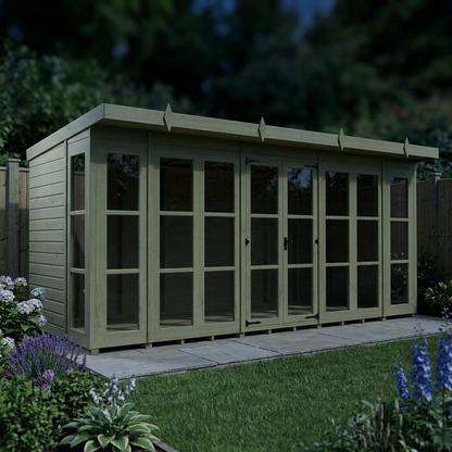 16 x 6 Georgian Window Pent Summer House - view 6