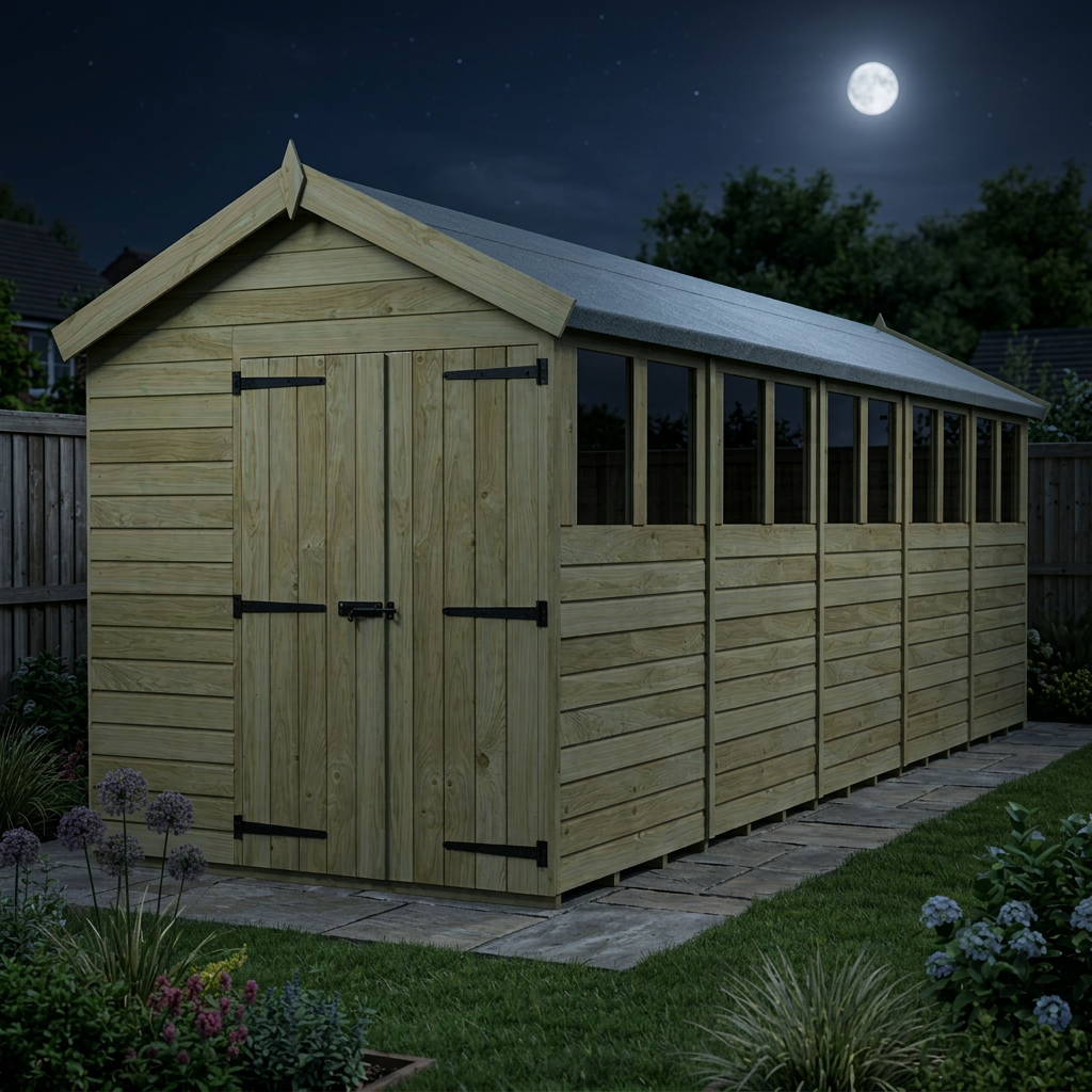 6 x 20 Apex Shed (Double Door, With Windows) - view 5