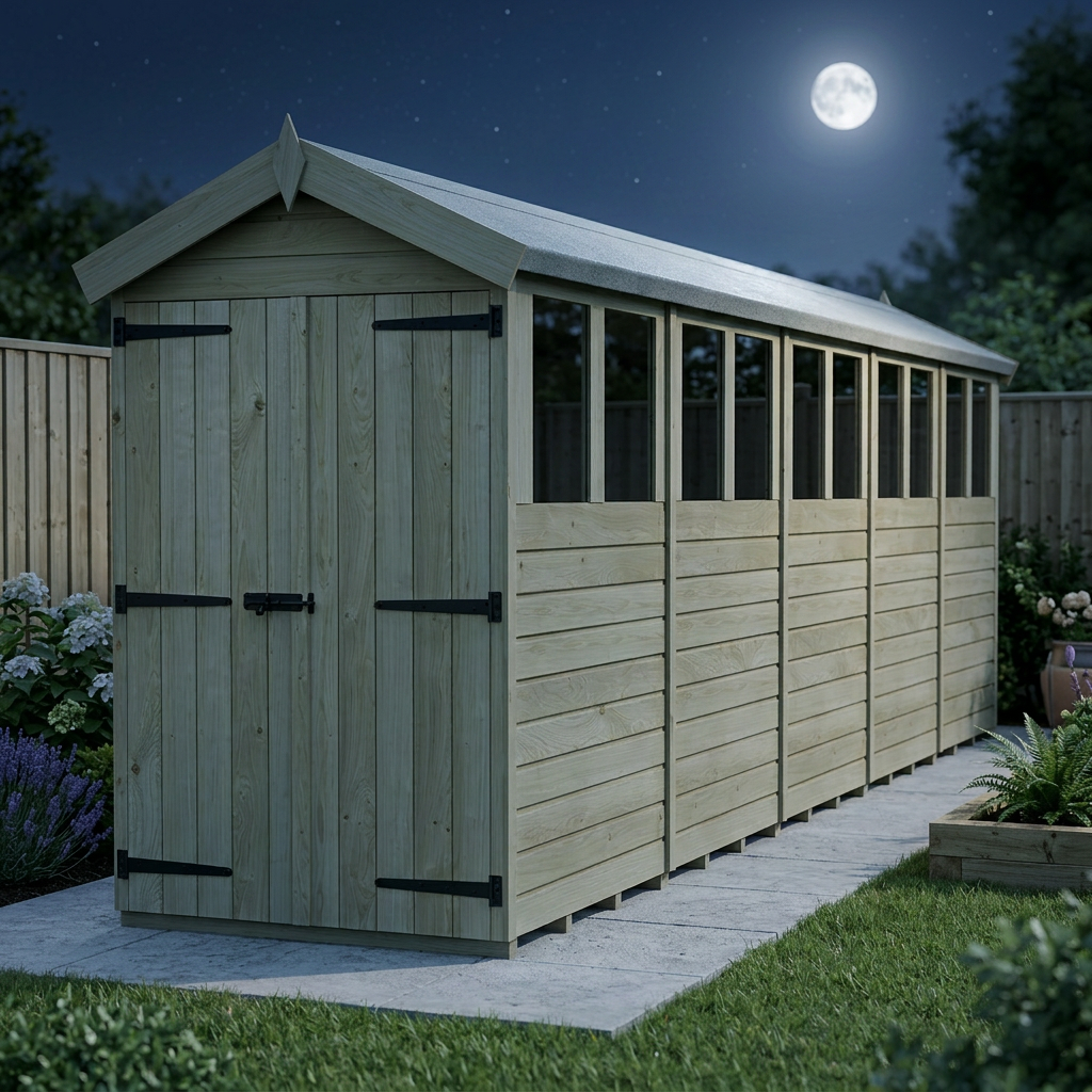 4 x 20 Apex Shed (Double Door, With Windows) - view 5