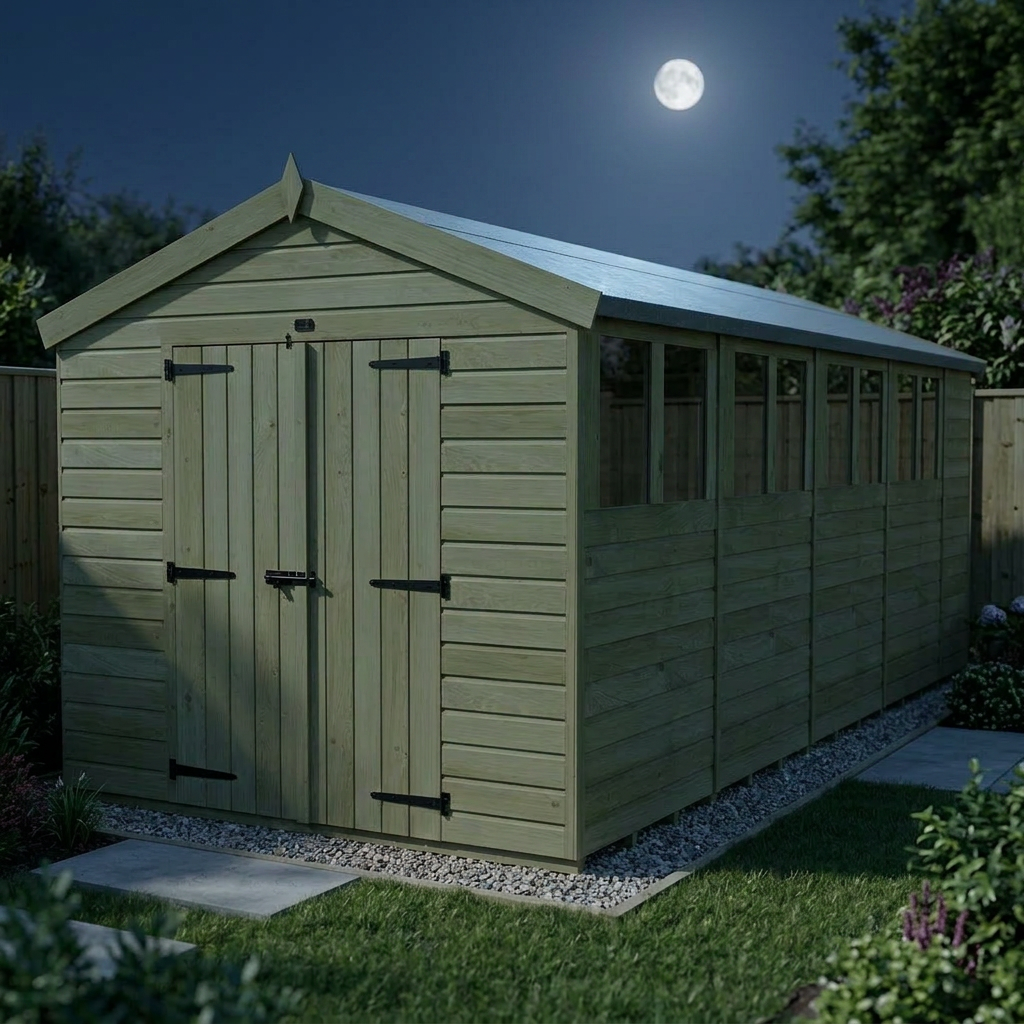8 x 19 Apex Shed (Double Door, With Windows) - view 6