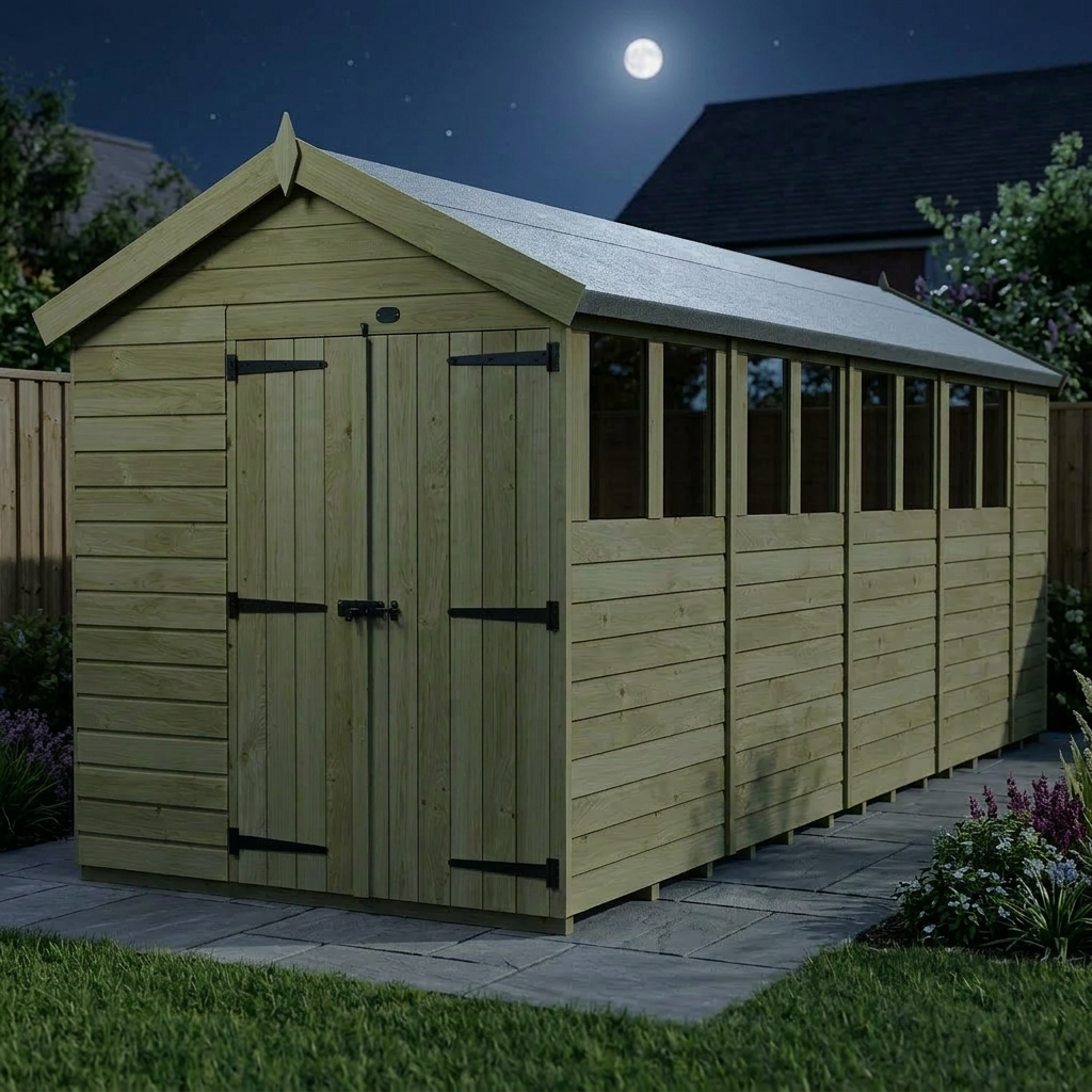 7 x 19 Apex Shed (Double Door, With Windows) - view 5