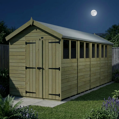 6 x 19 Apex Shed (Double Door, With Windows) - view 4