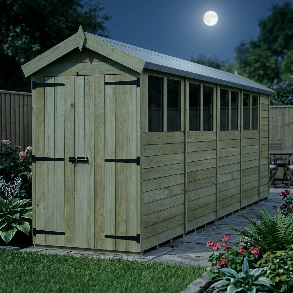 4 x 19 Apex Shed (Double Door, With Windows) - view 3