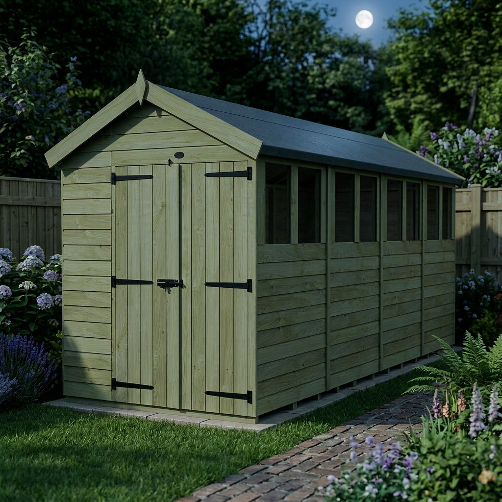 7 x 18 Apex Shed (Double Door, With Windows) - view 3