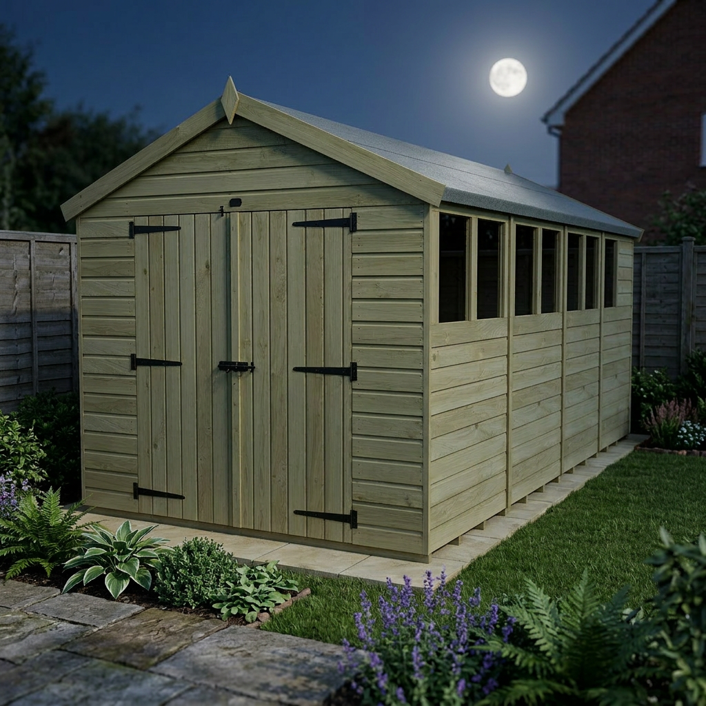 8 x 17 Apex Shed (Double Door, With Windows) - view 4