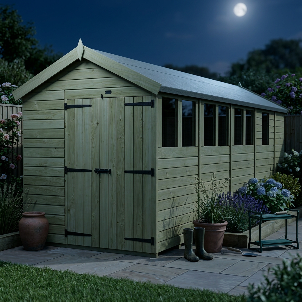 7 x 17 Apex Shed (Double Door, With Windows) - view 5