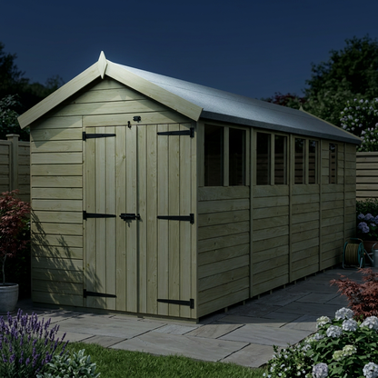 6 x 17 Apex Shed (Double Door, With Windows) - view 5