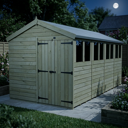 8 x 16 Apex Shed (Double Door, With Windows) - view 4