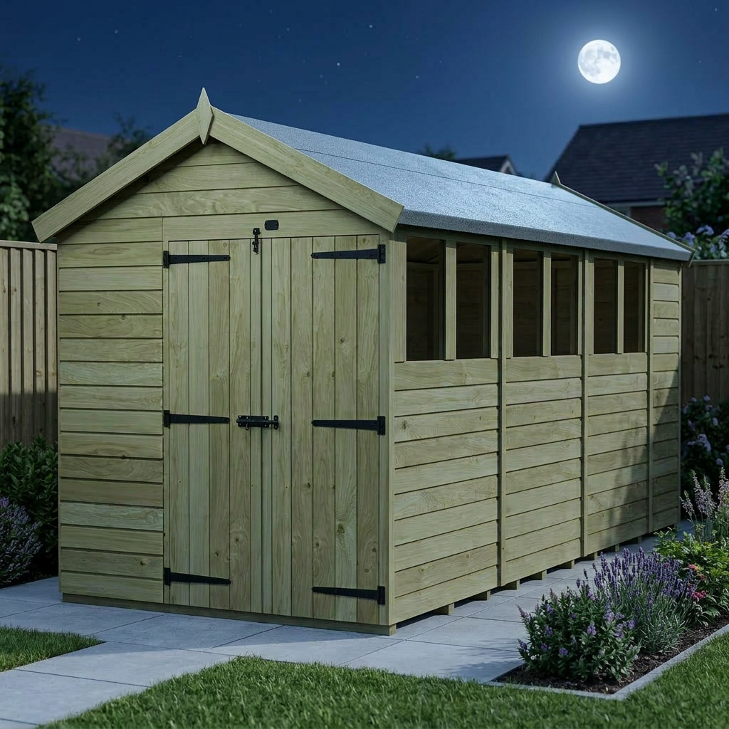 7 x 15 Apex Shed (Double Door, With Windows) - view 5