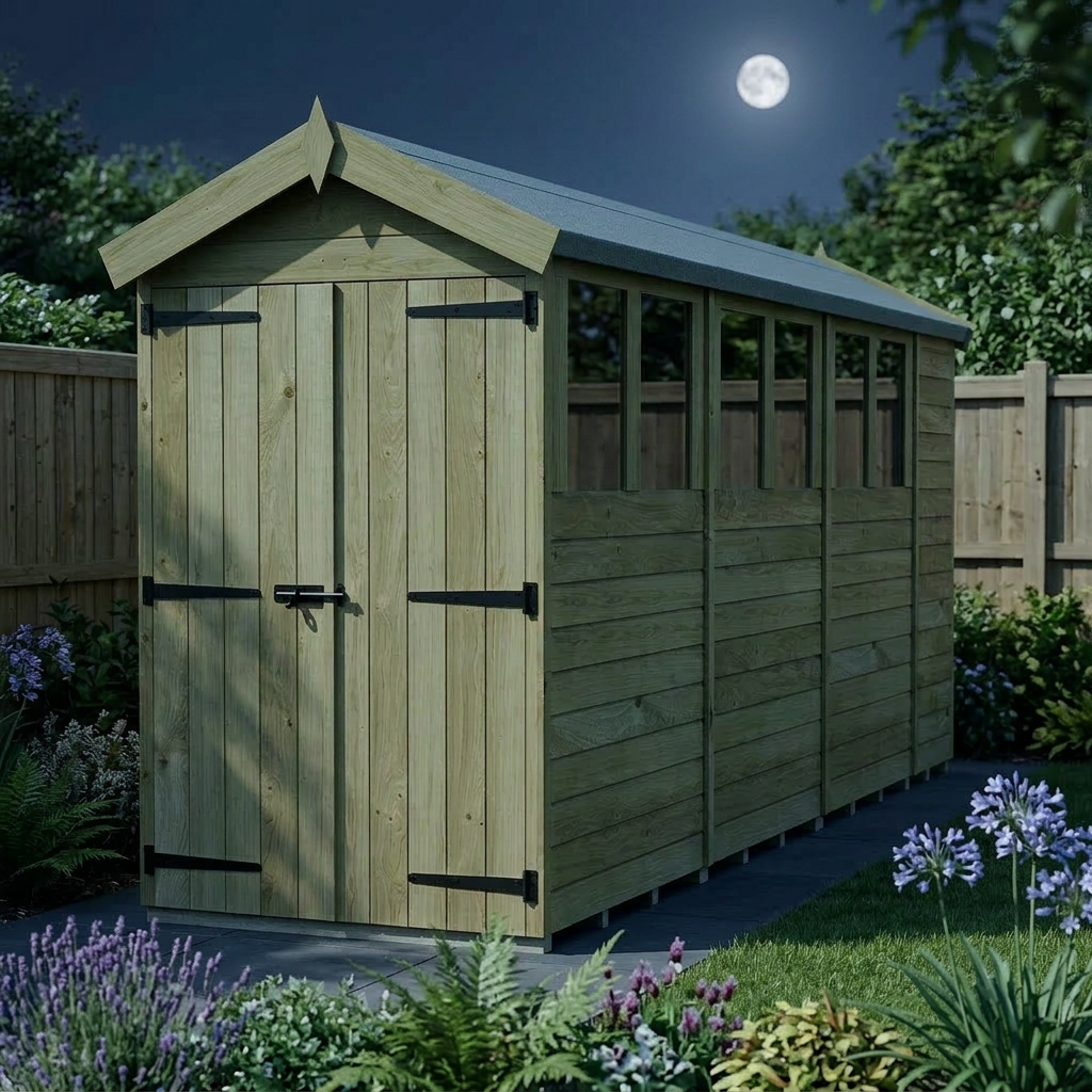 4 x 15 Apex Shed (Double Door, With Windows) - view 5