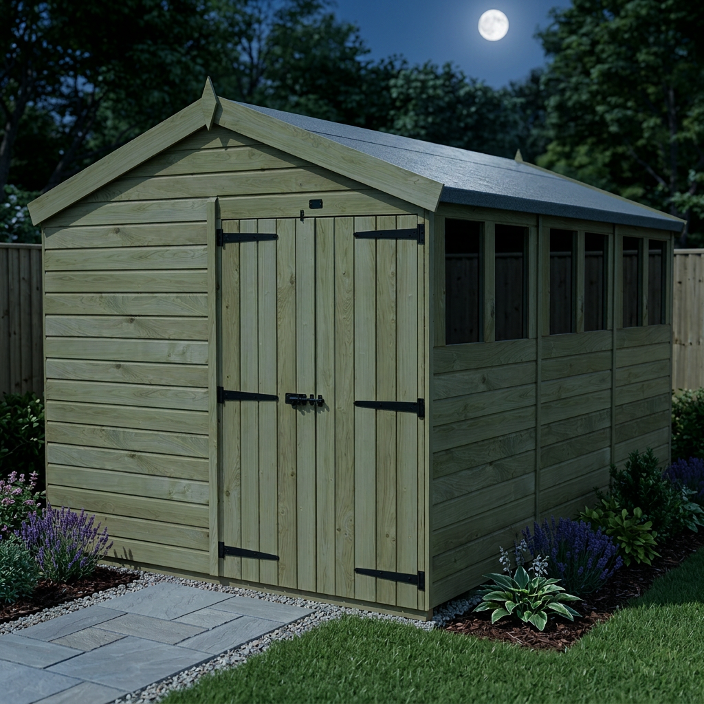 8 x 12 Apex Shed (Double Door, With Windows) - view 4