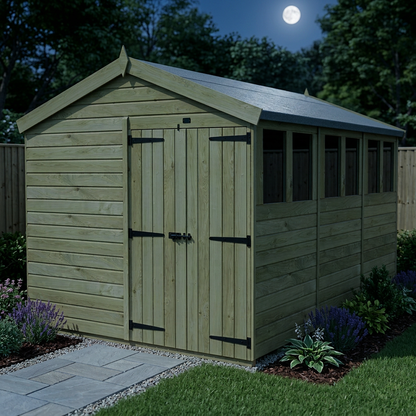 8 x 12 Apex Shed (Double Door, With Windows) - view 4