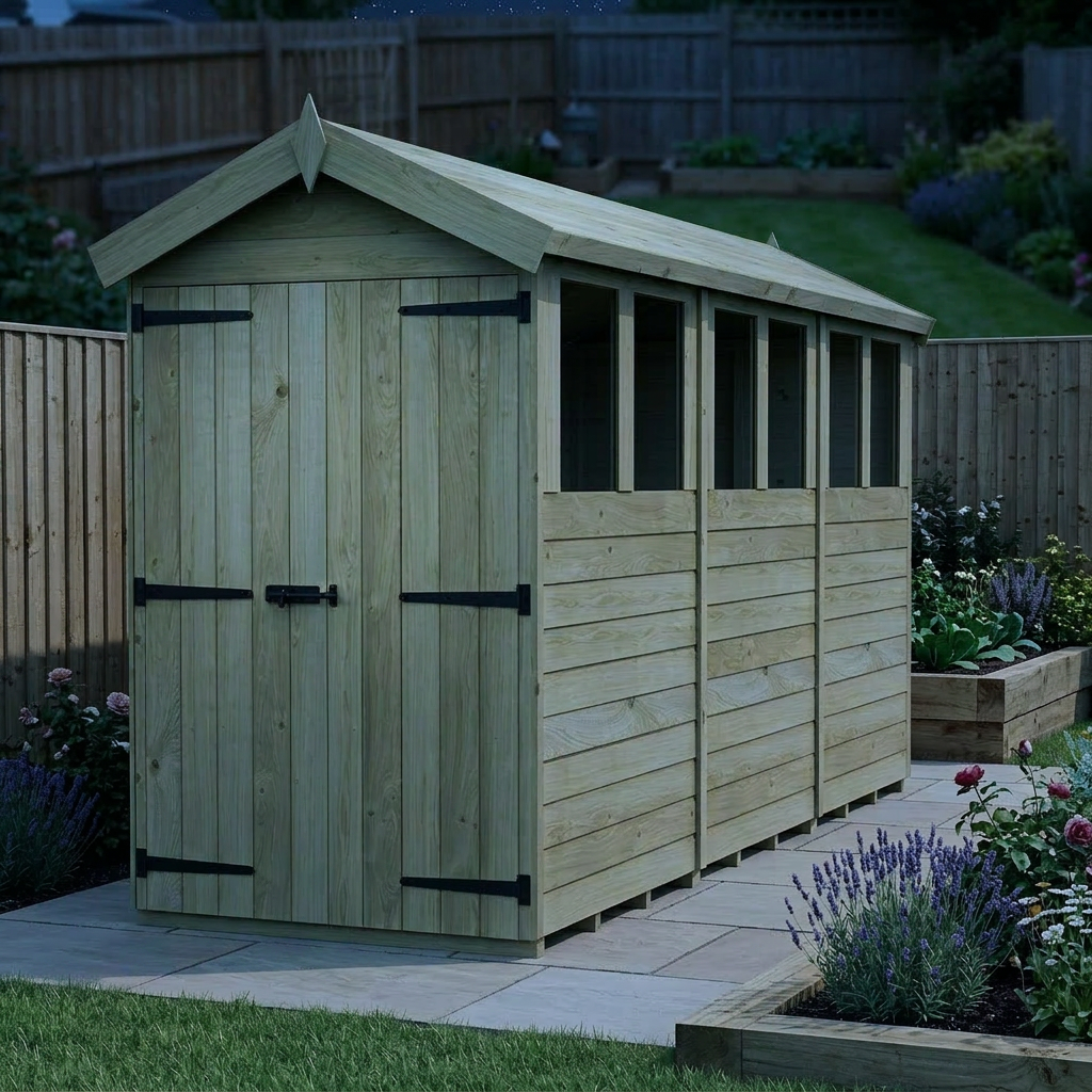 4 x 12 Apex Shed (Double Door, With Windows) - view 5