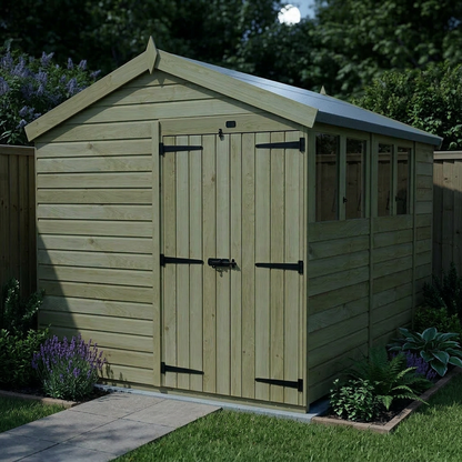 8 x 11 Apex Shed (Double Door, With Windows) - view 4