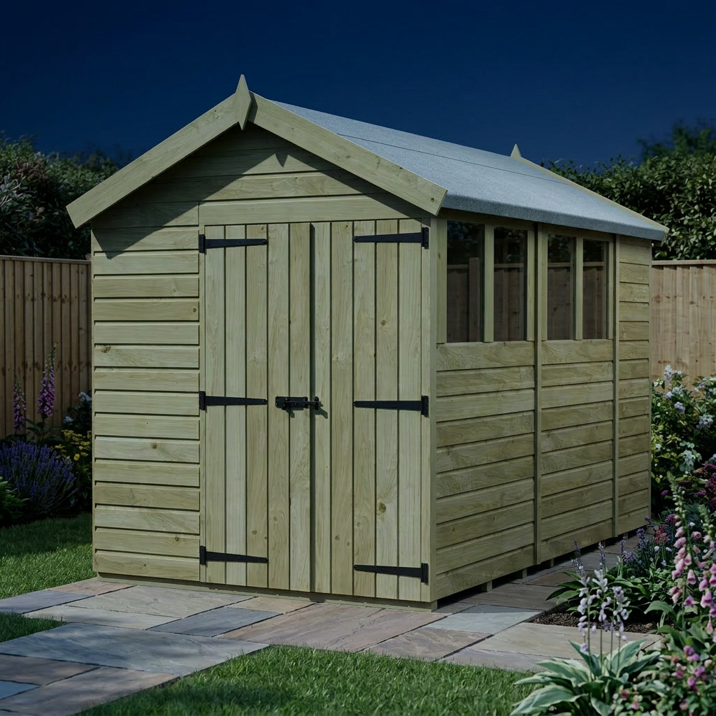 7 x 11 Apex Shed (Double Door, With Windows) - view 4