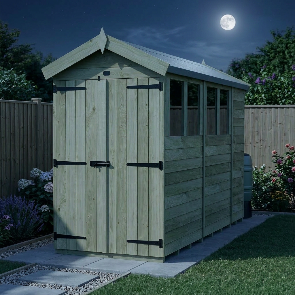 4 x 11 Apex Shed (Double Door, With Windows) - view 5
