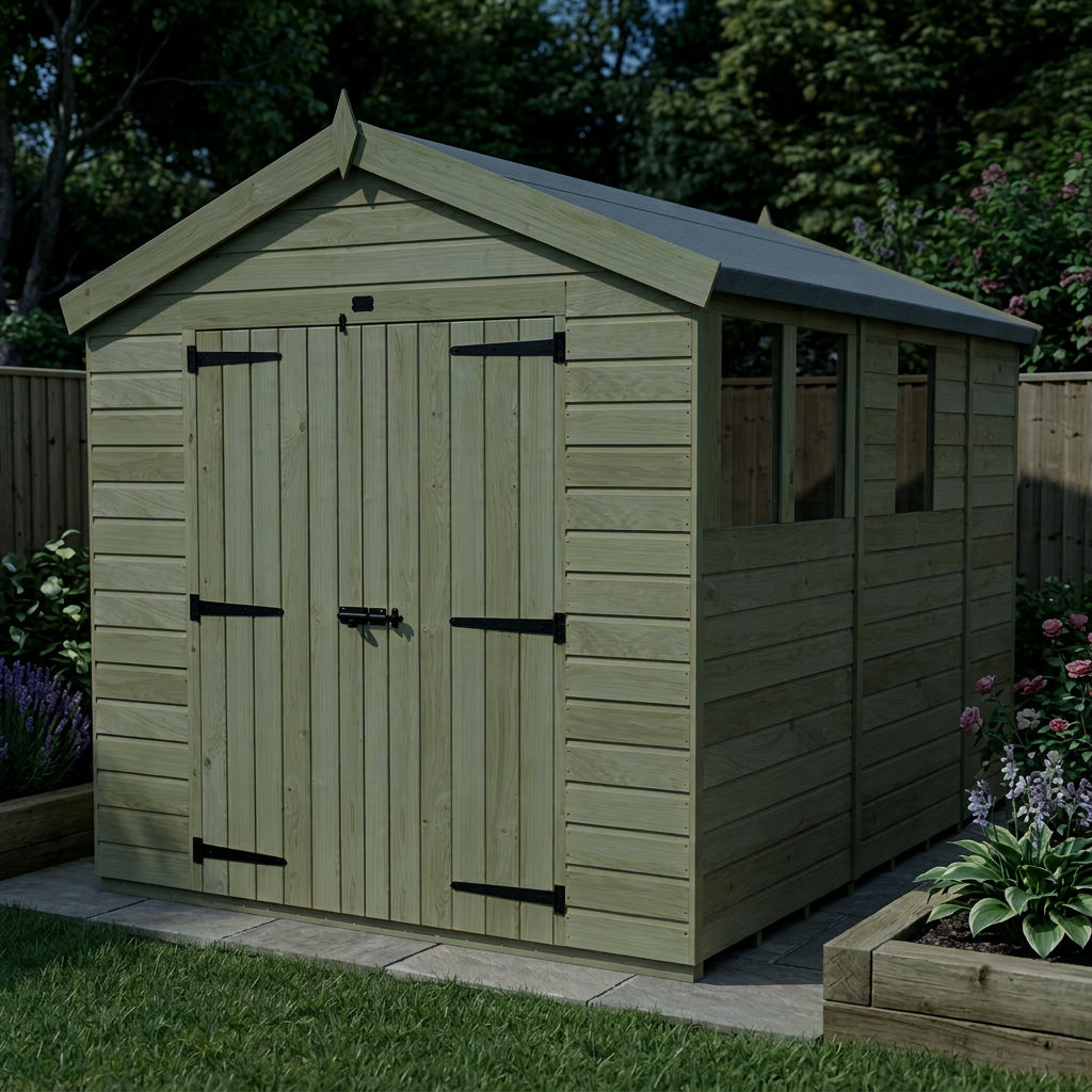 8 x 9 Apex Shed (Double Door, With Windows) - view 4