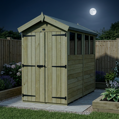 4 x 8 Apex Shed (Double Door, With Windows) - view 5
