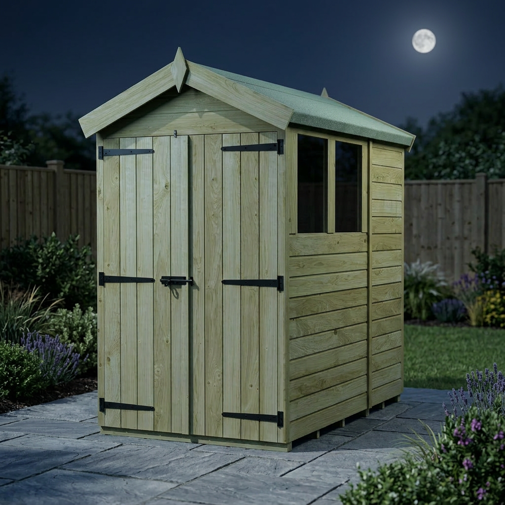 4 x 7 Apex Shed (Double Door, With Windows) - view 5