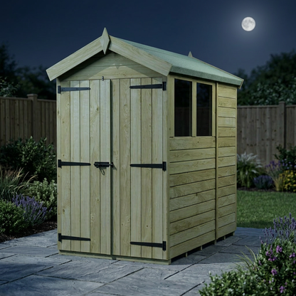4 x 7 Apex Shed (Double Door, With Windows) - view 5