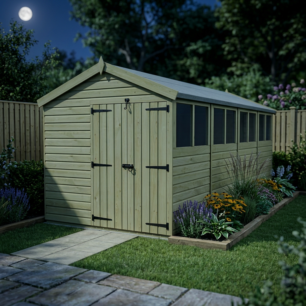 8 x 20 Apex Shed (Double Door, With Windows) - view 6