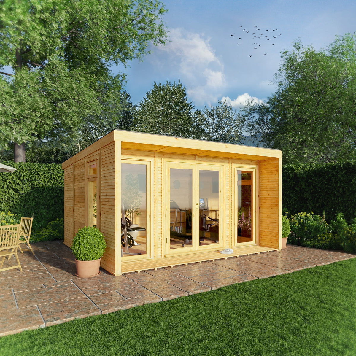 The Creswell Contemporary Insulated Garden Room with Sheltered Veranda