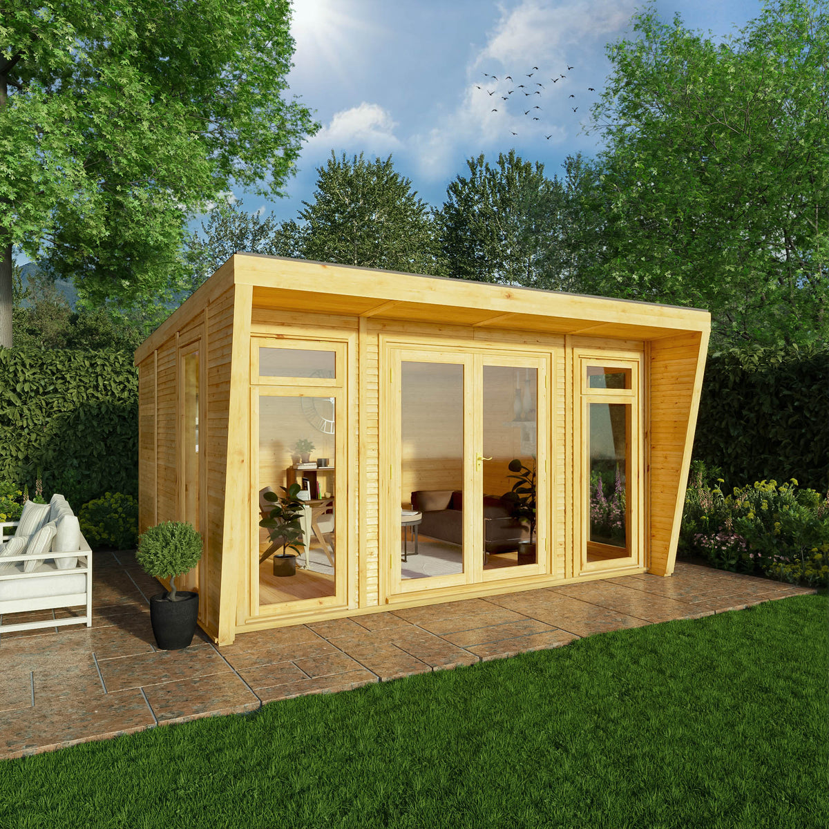 The Harlow Modern Insulated Garden Room with Sheltered Porch