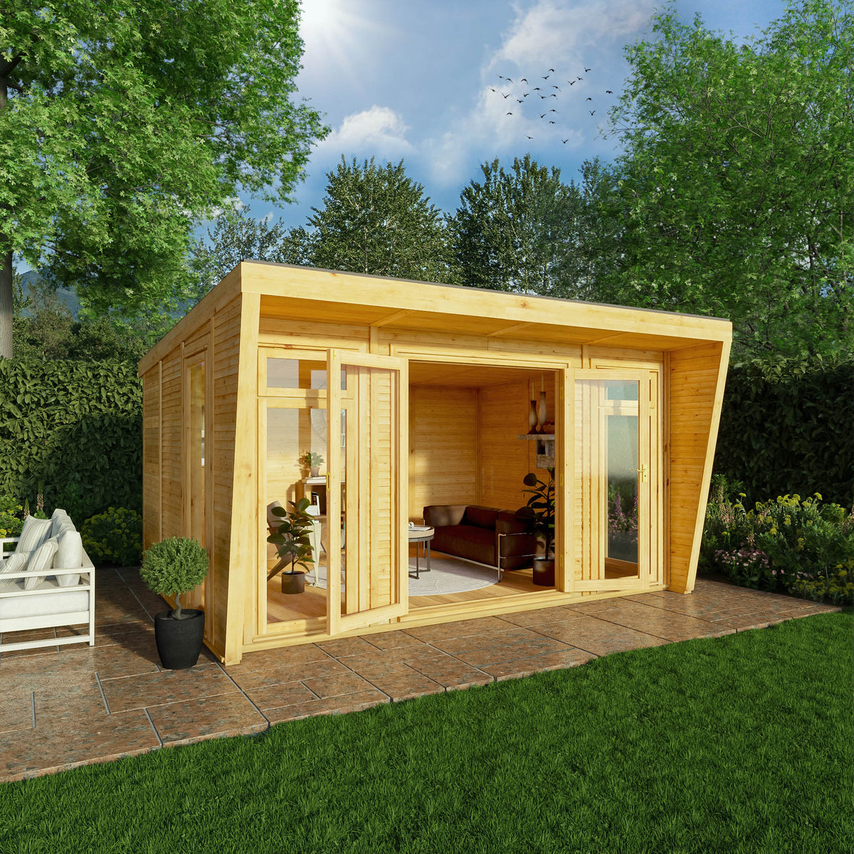 The Harlow Modern Insulated Garden Room with Sheltered Porch