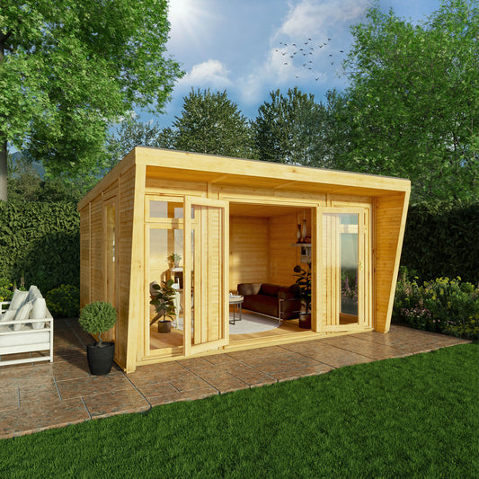The Harlow Modern Insulated Garden Room with Sheltered Porch