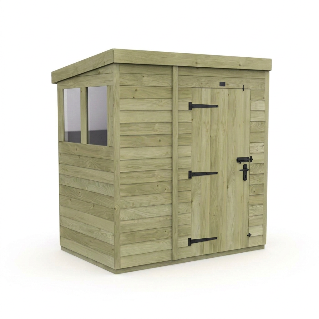 6 x 4 Pent Shed (Single Door, With Windows) - view 4