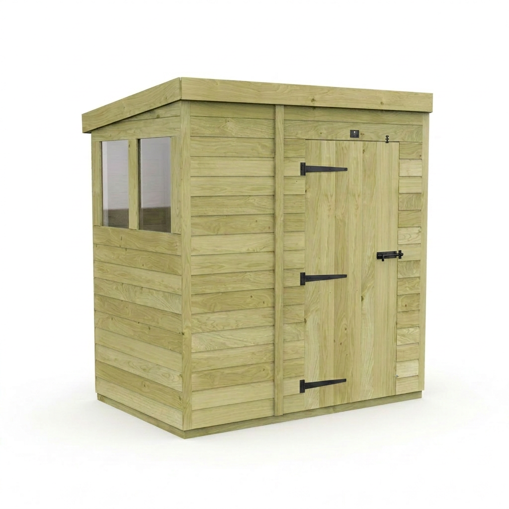 7 x 4 Pent Shed (Single Door, With Windows) - view 4