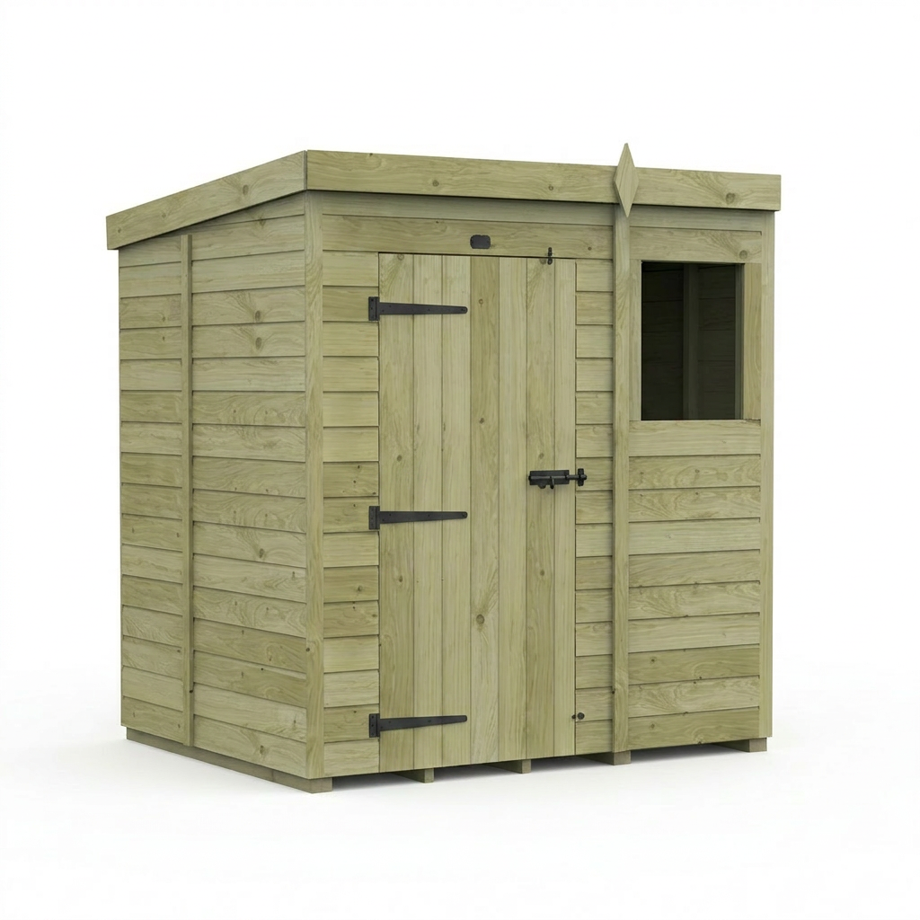 6 x 5 Pent Shed (Single Door, With Windows) - view 3