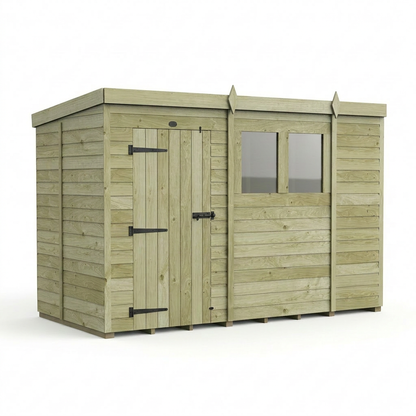 10 x 5 Pent Shed (Single Door, With Windows) - view 3