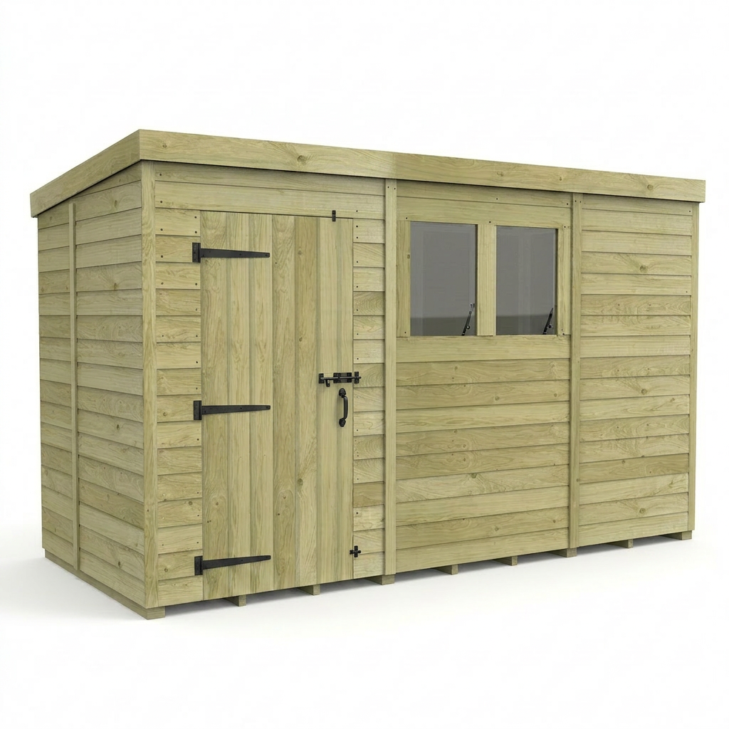 11 x 5 Pent Shed (Single Door, With Windows) - view 3