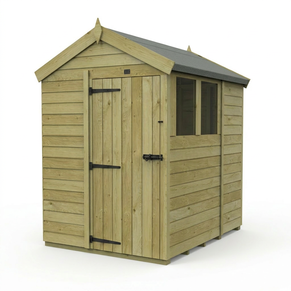 5 x 6 Apex Shed (Single Door, With Windows) - view 3