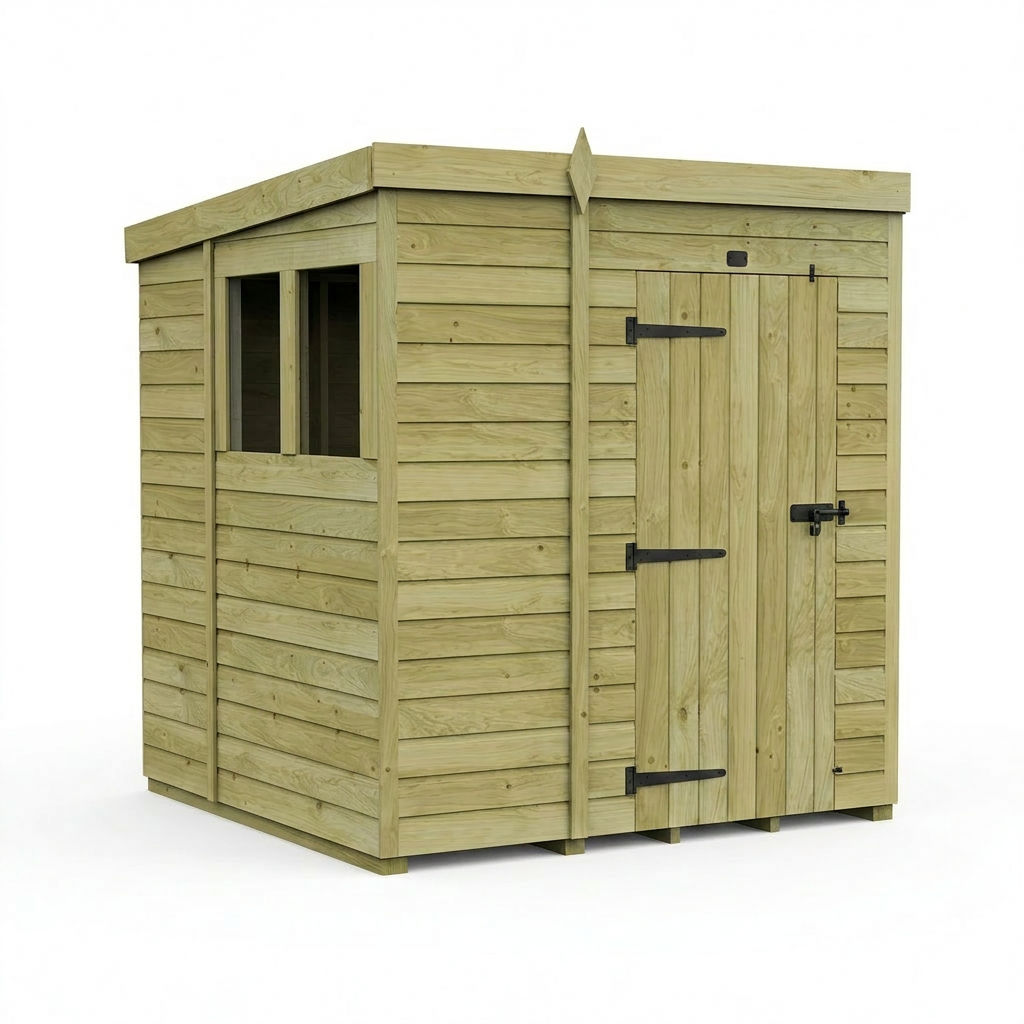 6 x 6 Pent Shed (Single Door, With Windows) - view 4