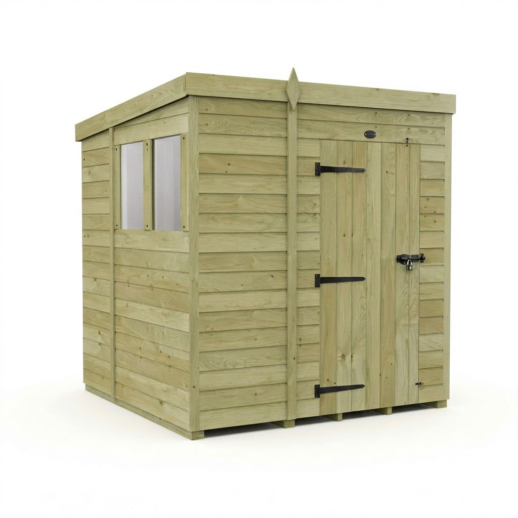 7 x 6 Pent Shed (Single Door, With Windows) - view 5