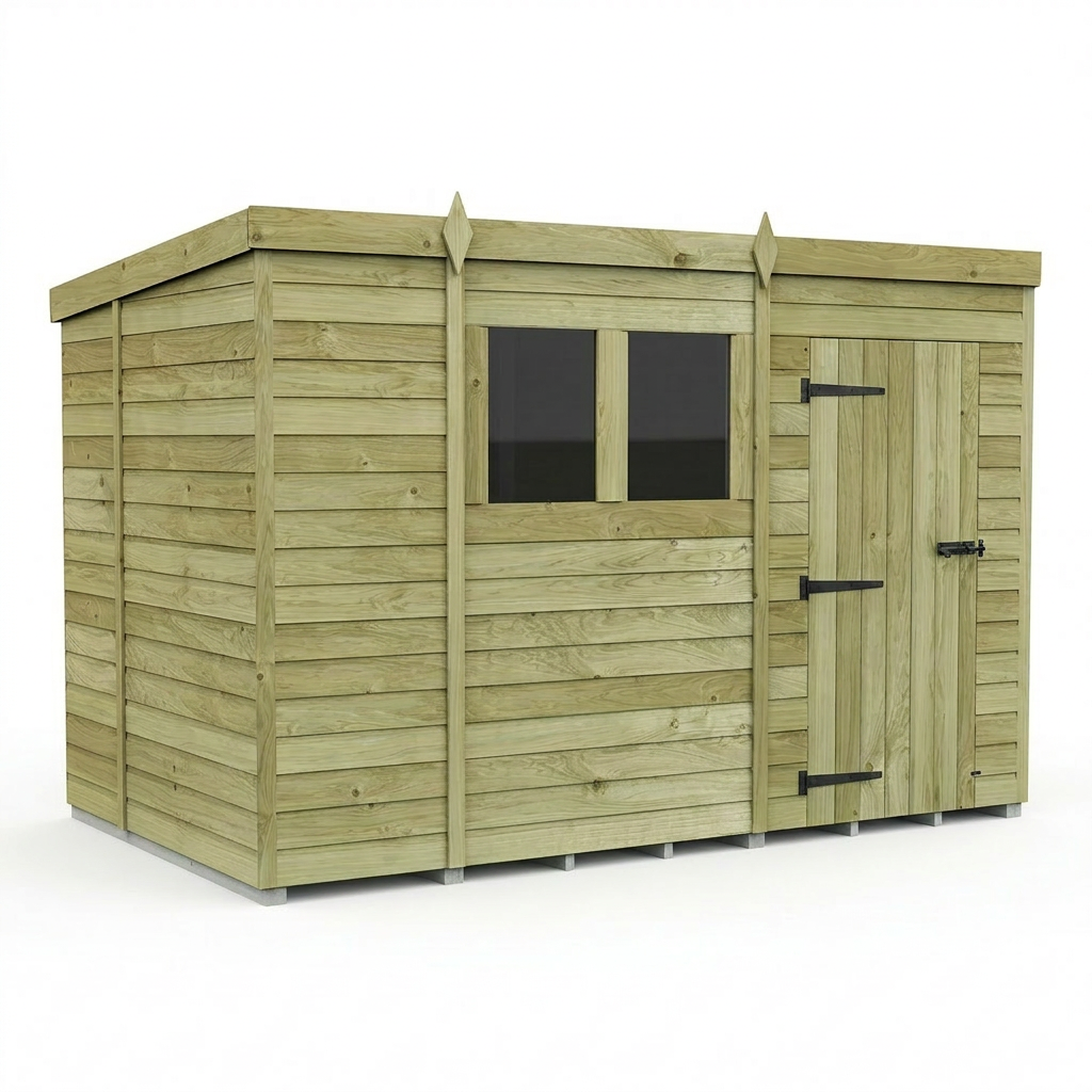 10 x 6 Pent Shed (Single Door, With Windows) - view 3