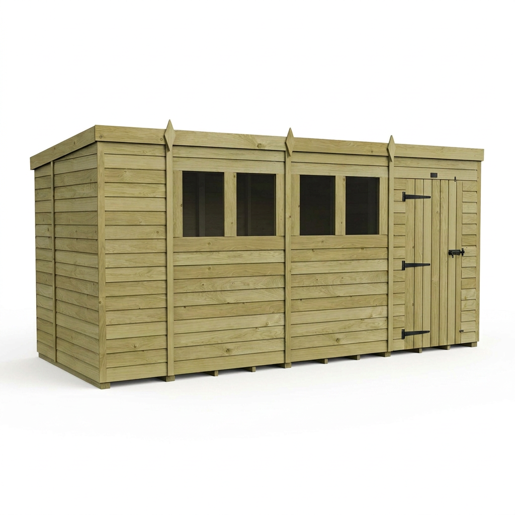 14 x 6 Pent Shed (Single Door, With Windows) - view 5
