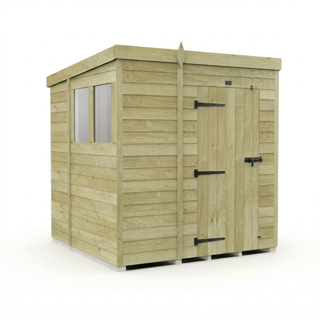 6 x 7 Pent Shed (Single Door, With Windows) - view 4