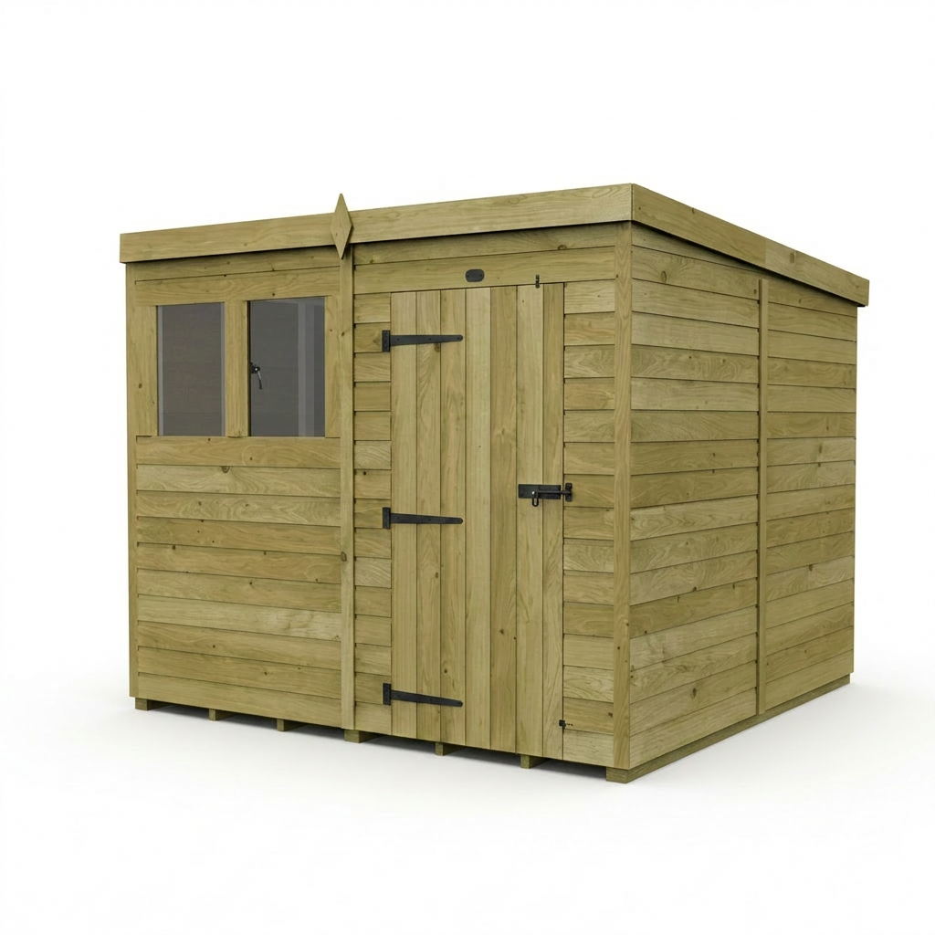 8 x 8 Pent Shed (Single Door, With Windows) - view 2