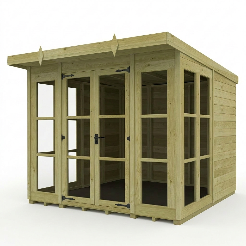 8 x 8 Georgian Window Pent Summer House - view 4