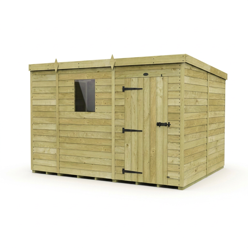 9 x 8 Pent Shed (Single Door, With Windows) - view 4