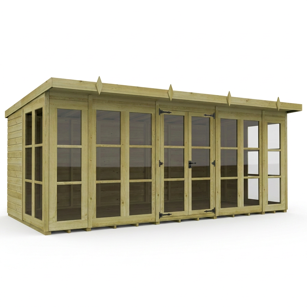 16 x 8 Georgian Window Pent Summer House - view 5