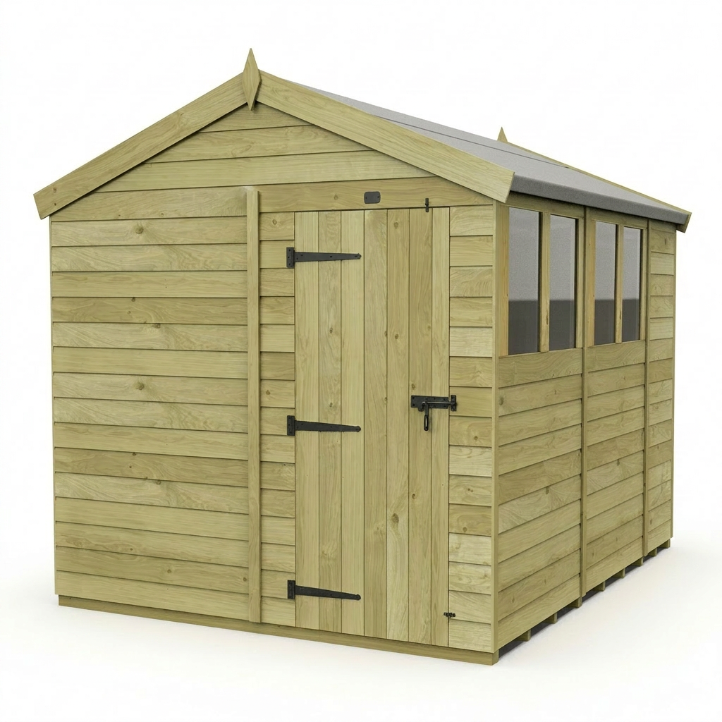 8 x 10 Apex Shed (Single Door, With Windows) - view 4