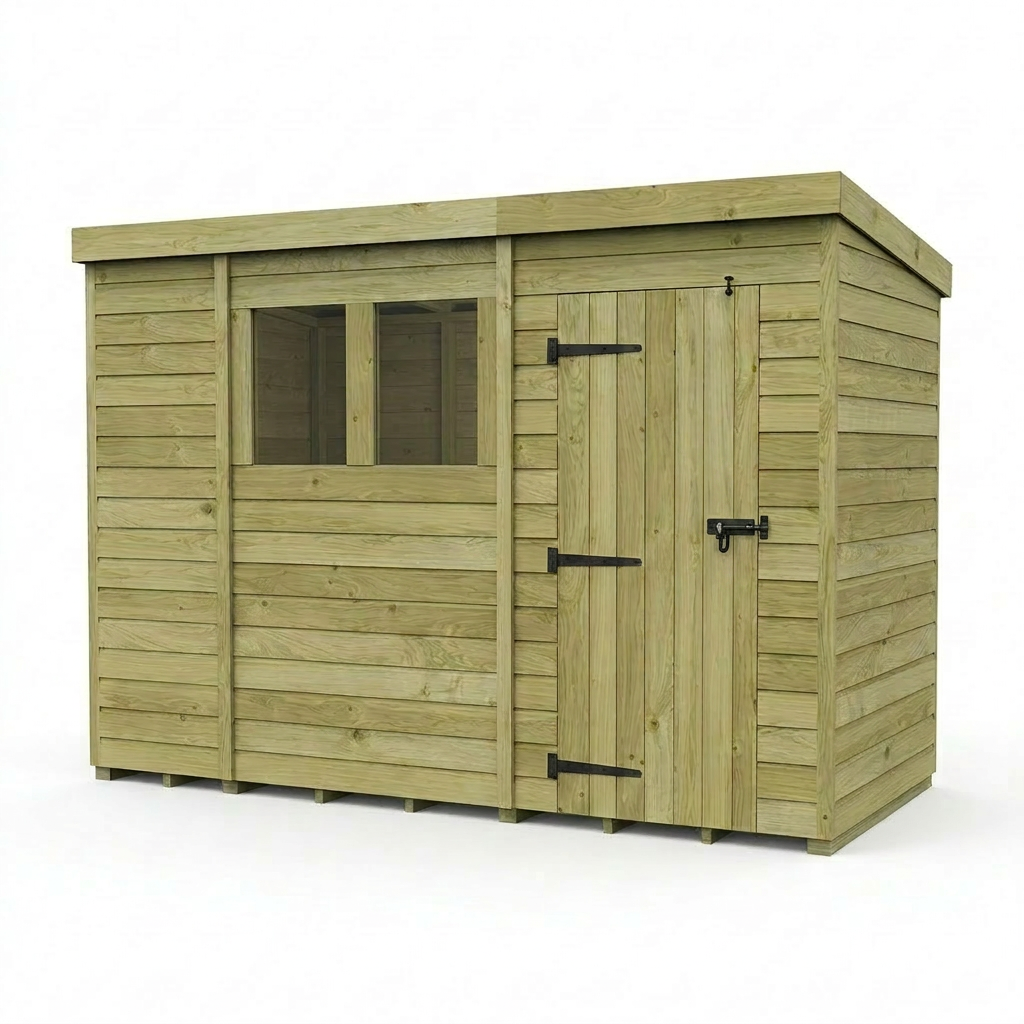 10 x 4 Pent Shed (Single Door, With Windows) - view 3